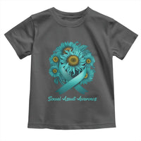 Sexual Assault Awareness Toddler T Shirt Teal Ribbon Sunflowers Support