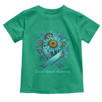 Sexual Assault Awareness Toddler T Shirt Teal Ribbon Sunflowers Support