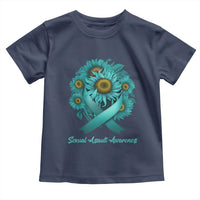 Sexual Assault Awareness Toddler T Shirt Teal Ribbon Sunflowers Support