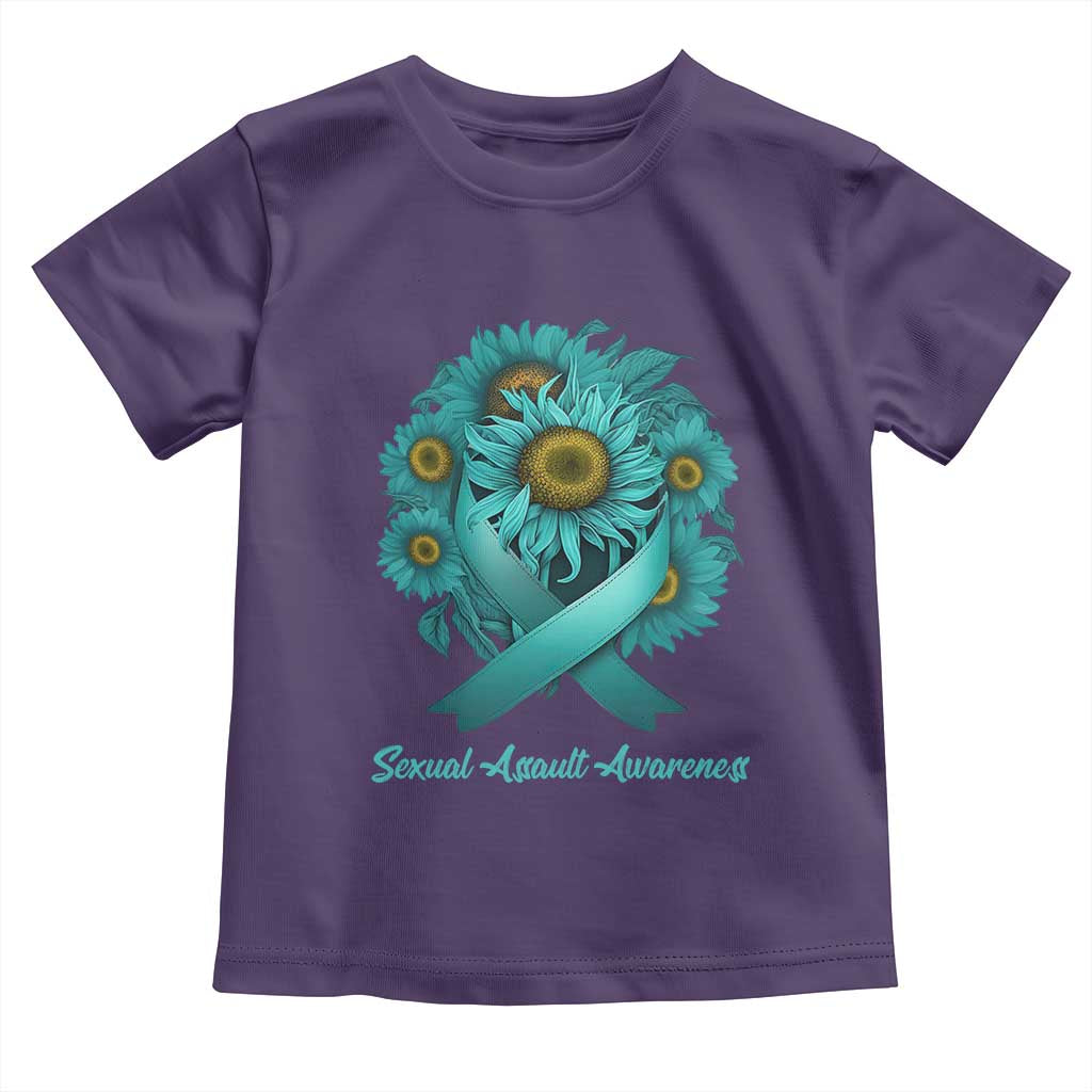 Sexual Assault Awareness Toddler T Shirt Teal Ribbon Sunflowers Support