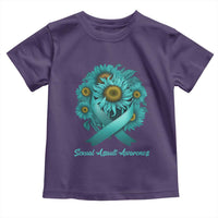 Sexual Assault Awareness Toddler T Shirt Teal Ribbon Sunflowers Support