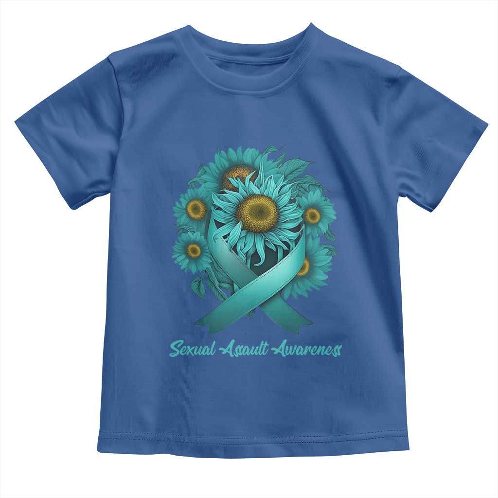 Sexual Assault Awareness Toddler T Shirt Teal Ribbon Sunflowers Support