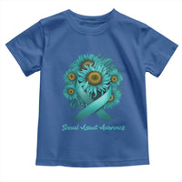 Sexual Assault Awareness Toddler T Shirt Teal Ribbon Sunflowers Support