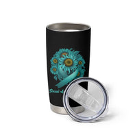 Sexual Assault Awareness Tumbler Cup Teal Ribbon Sunflowers Support