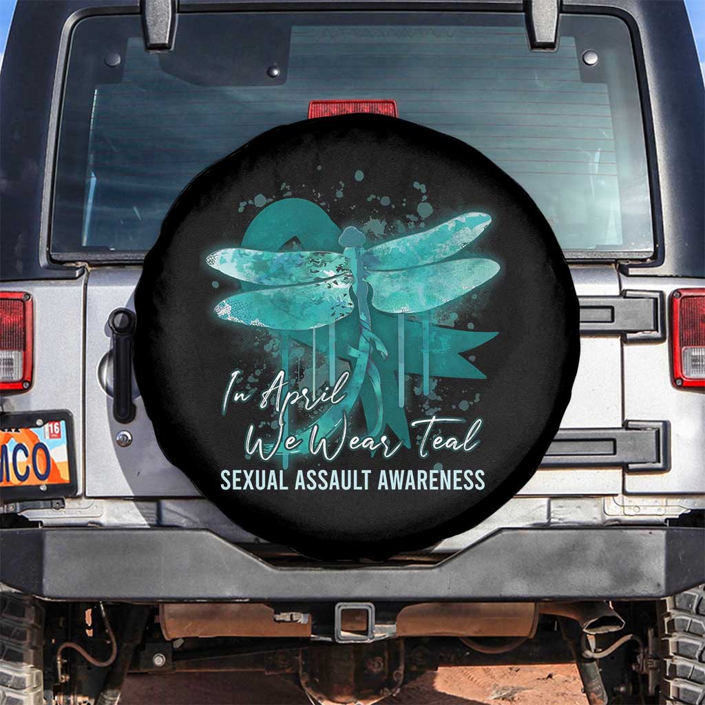 Sexual Assault Awareness Spare Tire Cover In April We Wear Teal Ribbon Butterfly