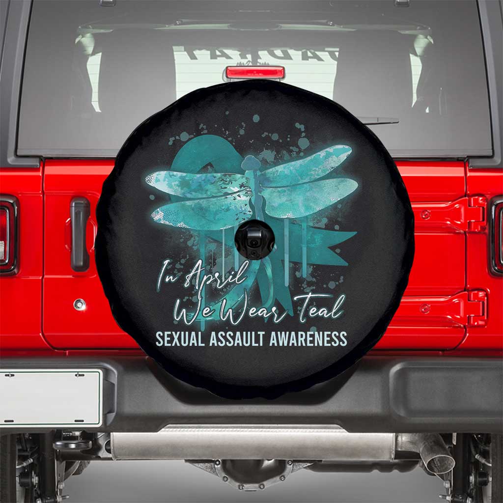 Sexual Assault Awareness Spare Tire Cover In April We Wear Teal Ribbon Butterfly
