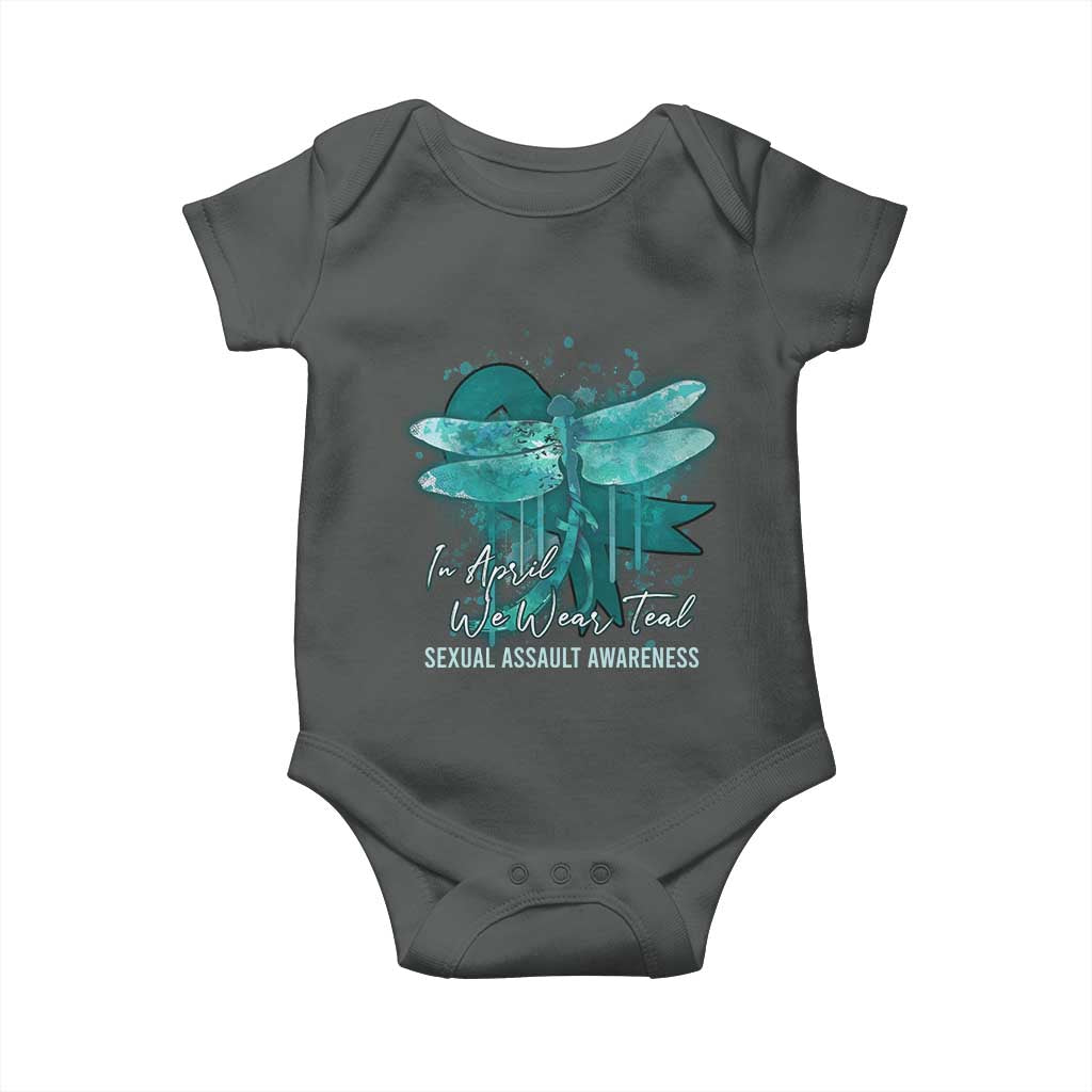 Sexual Assault Awareness Baby Onesie In April We Wear Teal Ribbon Butterfly