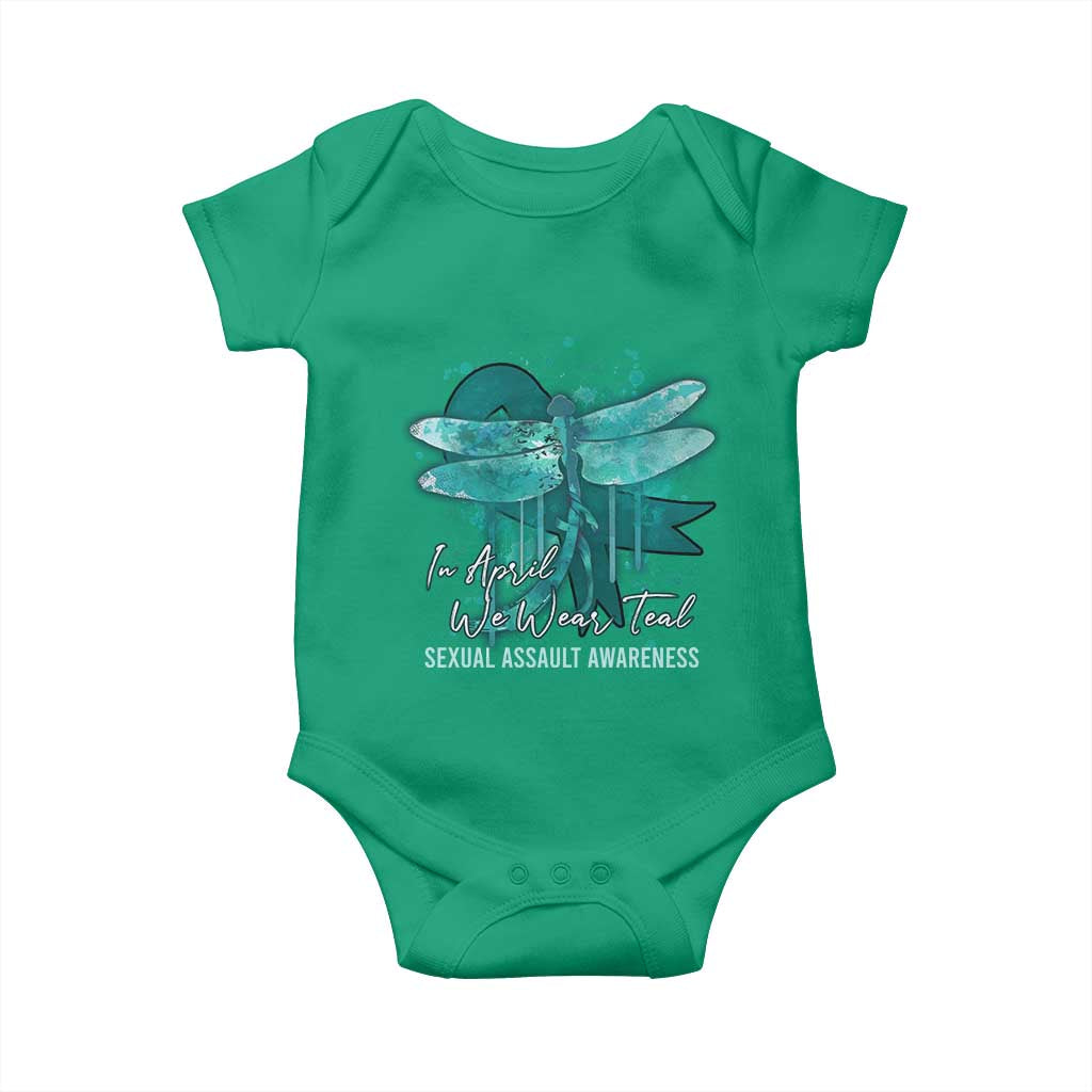 Sexual Assault Awareness Baby Onesie In April We Wear Teal Ribbon Butterfly