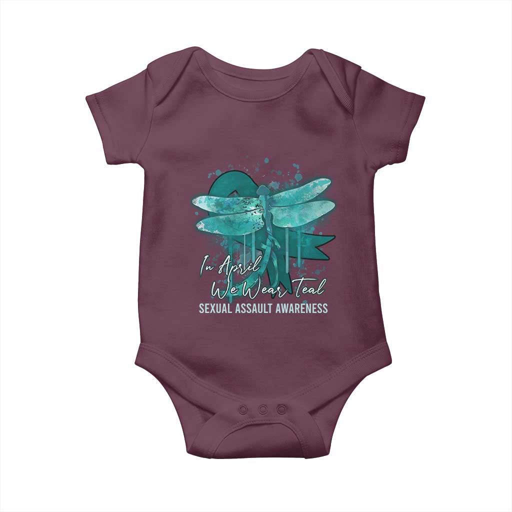 Sexual Assault Awareness Baby Onesie In April We Wear Teal Ribbon Butterfly