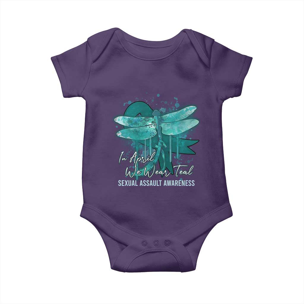 Sexual Assault Awareness Baby Onesie In April We Wear Teal Ribbon Butterfly