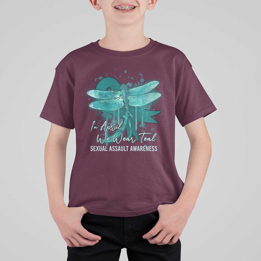 Sexual Assault Awareness T Shirt For Kid In April We Wear Teal Ribbon Butterfly