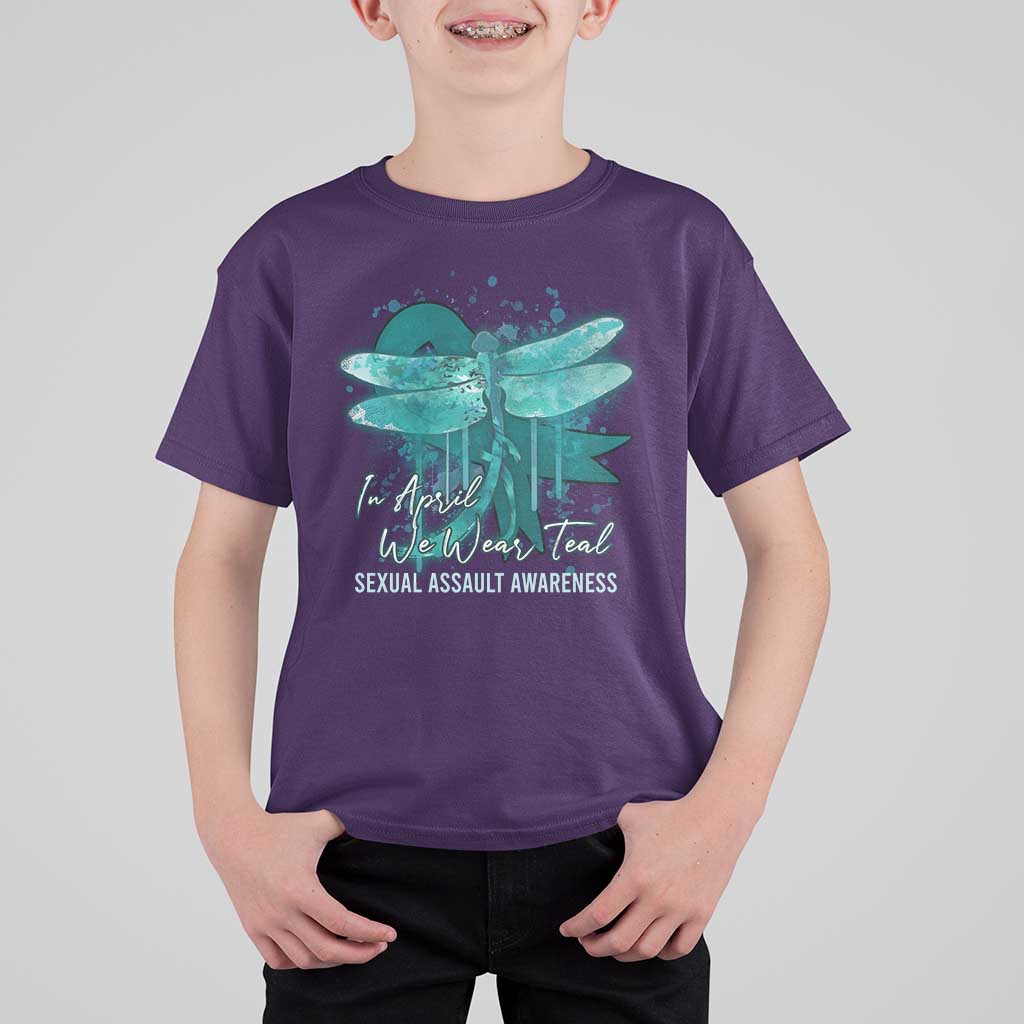 Sexual Assault Awareness T Shirt For Kid In April We Wear Teal Ribbon Butterfly