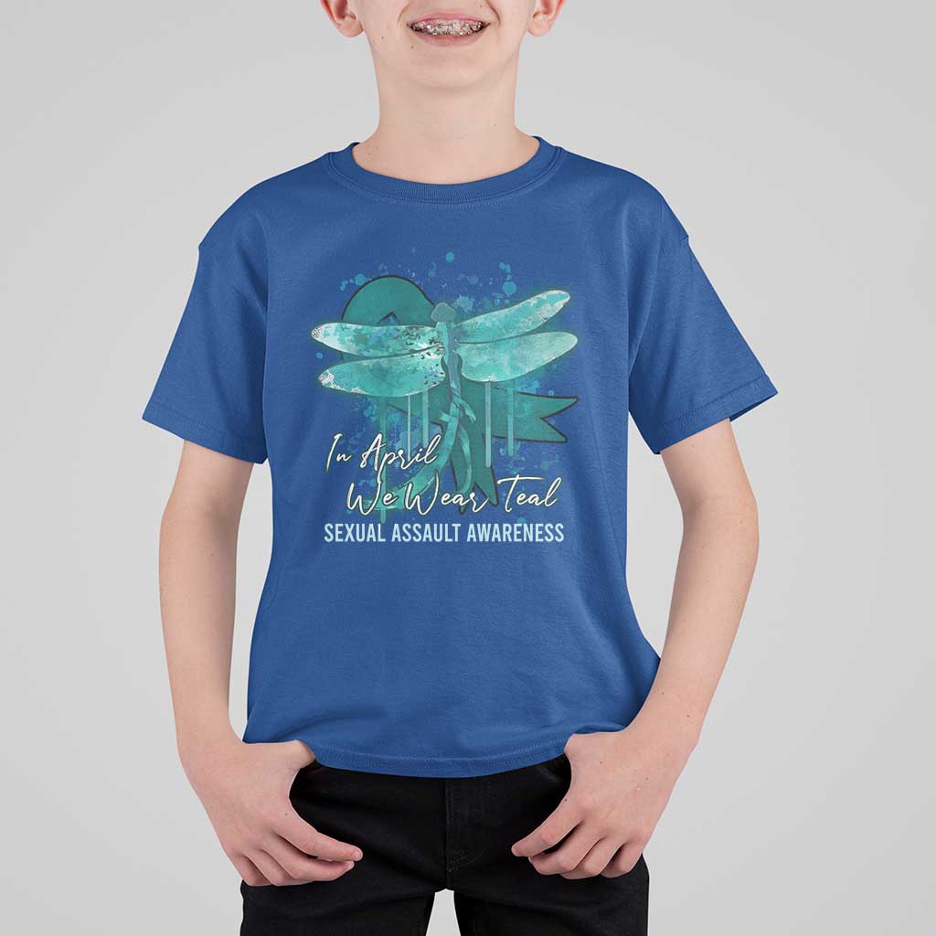 Sexual Assault Awareness T Shirt For Kid In April We Wear Teal Ribbon Butterfly