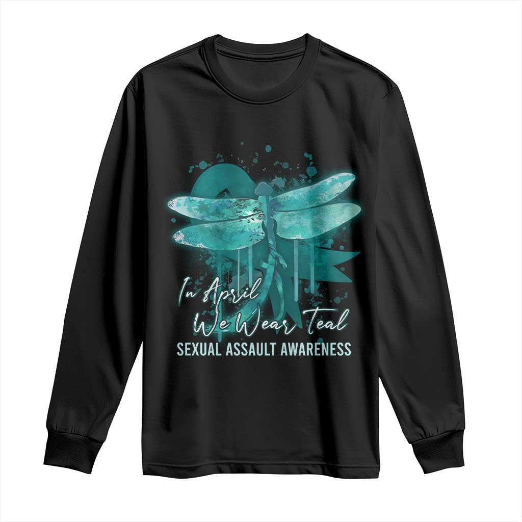 Sexual Assault Awareness Long Sleeve Shirt In April We Wear Teal Ribbon Butterfly
