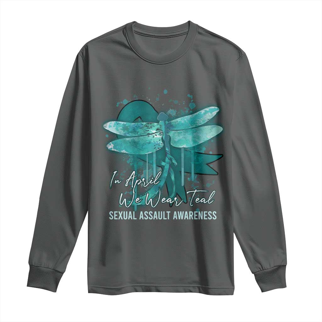 Sexual Assault Awareness Long Sleeve Shirt In April We Wear Teal Ribbon Butterfly