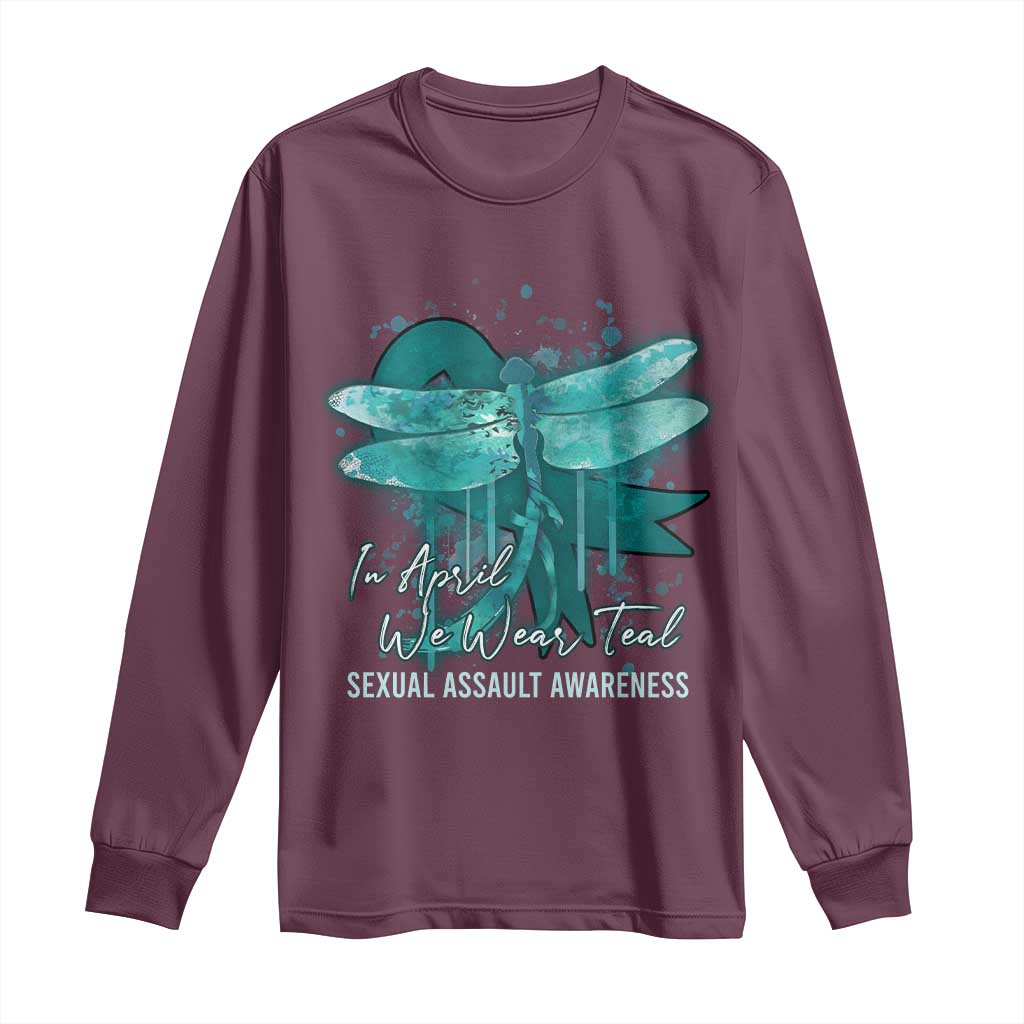 Sexual Assault Awareness Long Sleeve Shirt In April We Wear Teal Ribbon Butterfly