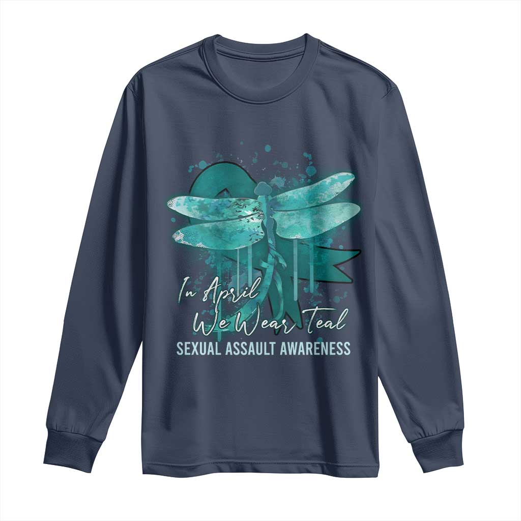 Sexual Assault Awareness Long Sleeve Shirt In April We Wear Teal Ribbon Butterfly