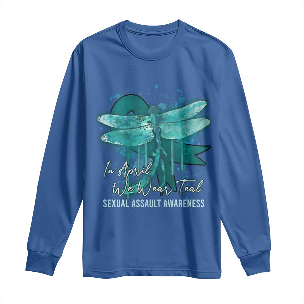 Sexual Assault Awareness Long Sleeve Shirt In April We Wear Teal Ribbon Butterfly