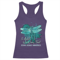 Sexual Assault Awareness Racerback Tank Top In April We Wear Teal Ribbon Butterfly