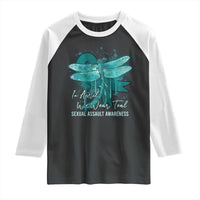Sexual Assault Awareness Raglan Shirt In April We Wear Teal Ribbon Butterfly
