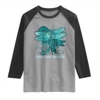 Sexual Assault Awareness Raglan Shirt In April We Wear Teal Ribbon Butterfly