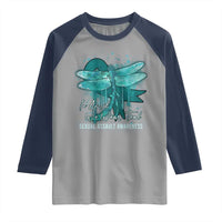 Sexual Assault Awareness Raglan Shirt In April We Wear Teal Ribbon Butterfly