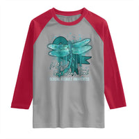 Sexual Assault Awareness Raglan Shirt In April We Wear Teal Ribbon Butterfly