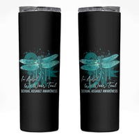 Sexual Assault Awareness Skinny Tumbler In April We Wear Teal Ribbon Butterfly