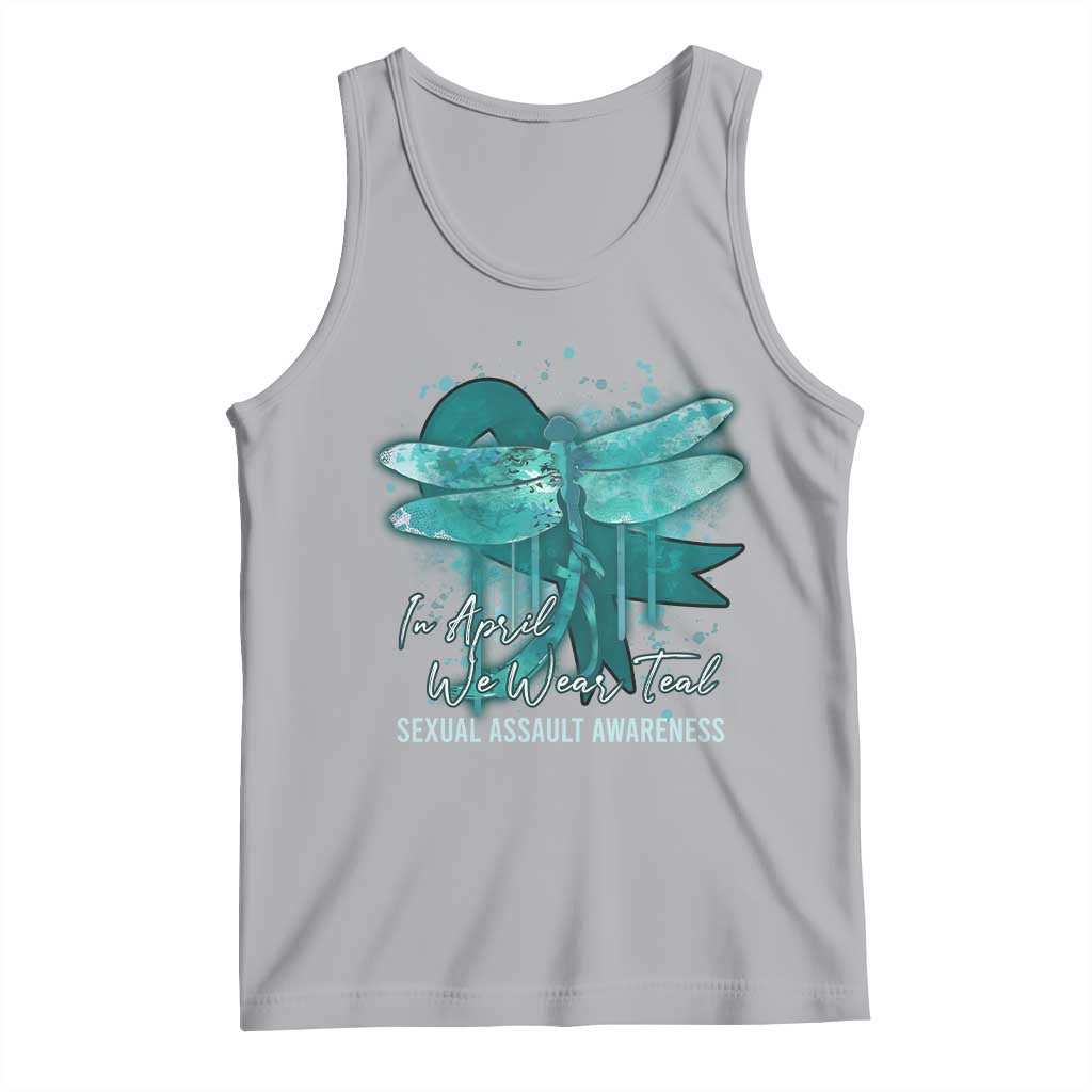 Sexual Assault Awareness Tank Top In April We Wear Teal Ribbon Butterfly