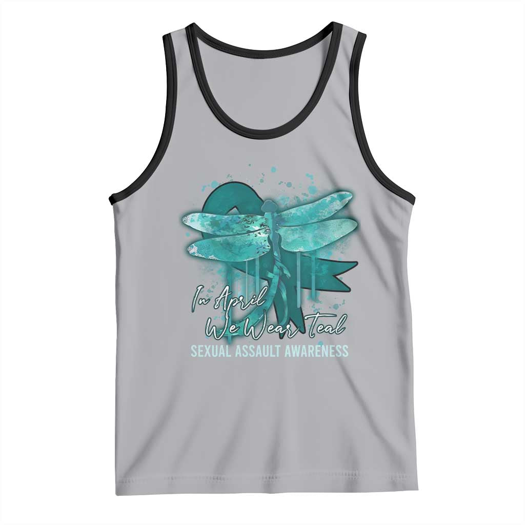 Sexual Assault Awareness Tank Top In April We Wear Teal Ribbon Butterfly