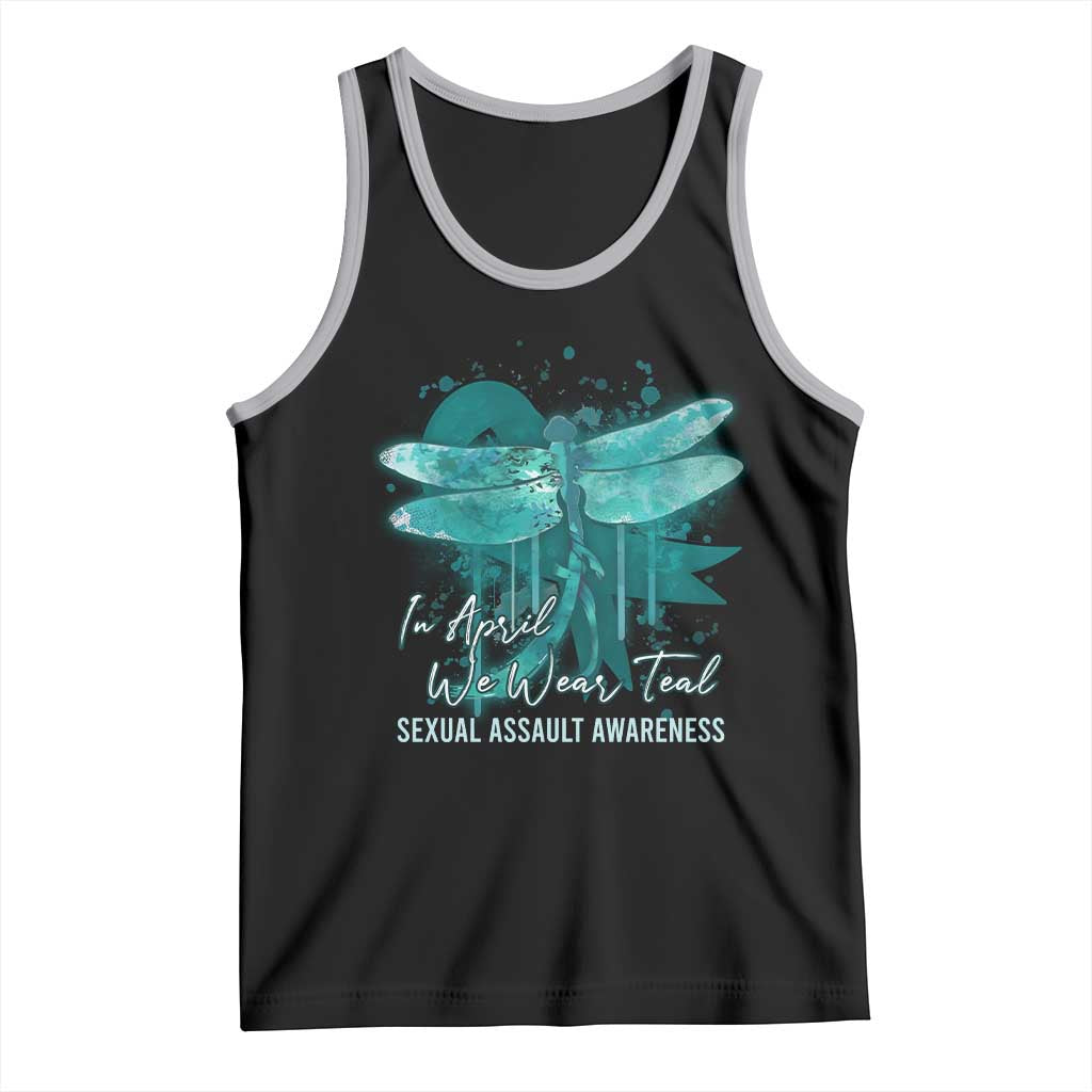 Sexual Assault Awareness Tank Top In April We Wear Teal Ribbon Butterfly