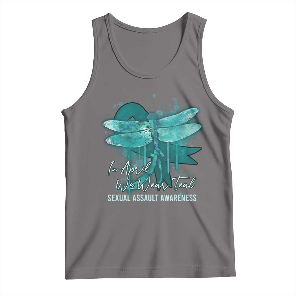 Sexual Assault Awareness Tank Top In April We Wear Teal Ribbon Butterfly
