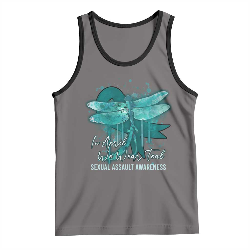 Sexual Assault Awareness Tank Top In April We Wear Teal Ribbon Butterfly