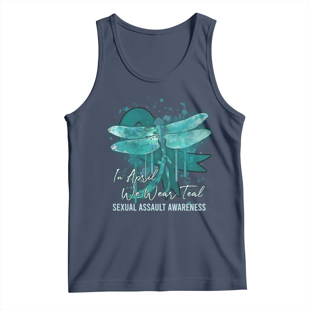 Sexual Assault Awareness Tank Top In April We Wear Teal Ribbon Butterfly