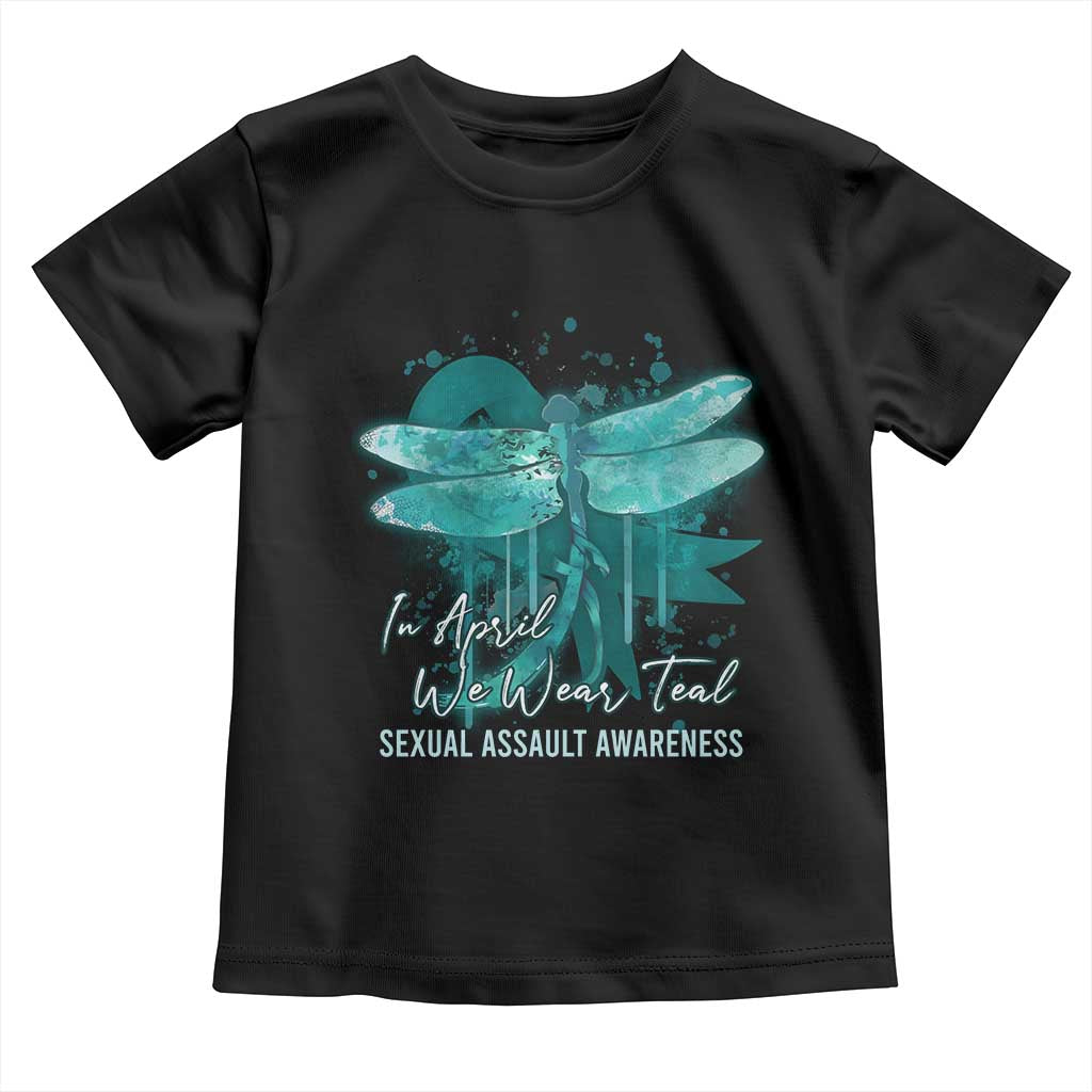 Sexual Assault Awareness Toddler T Shirt In April We Wear Teal Ribbon Butterfly