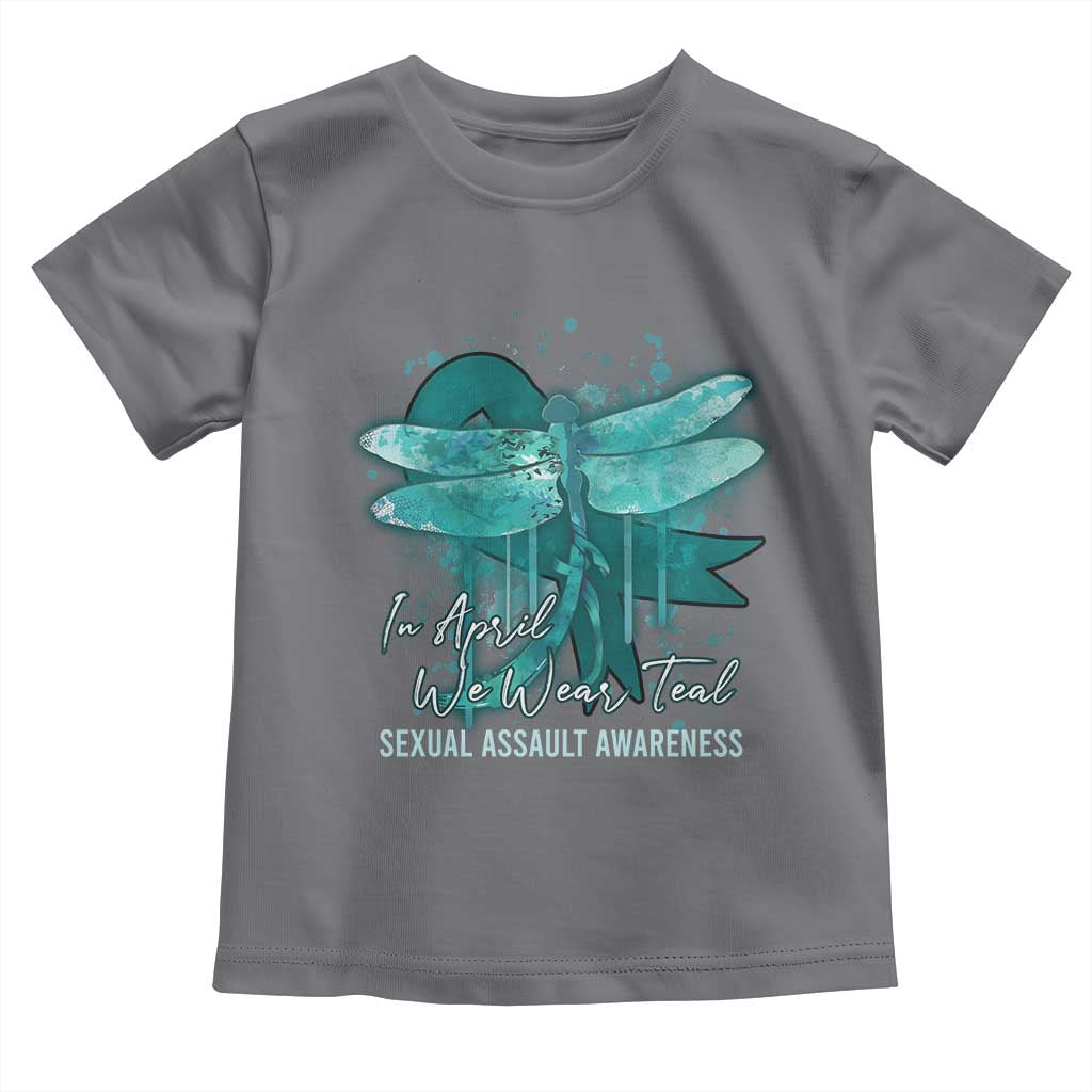 Sexual Assault Awareness Toddler T Shirt In April We Wear Teal Ribbon Butterfly
