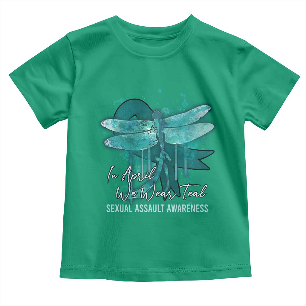 Sexual Assault Awareness Toddler T Shirt In April We Wear Teal Ribbon Butterfly