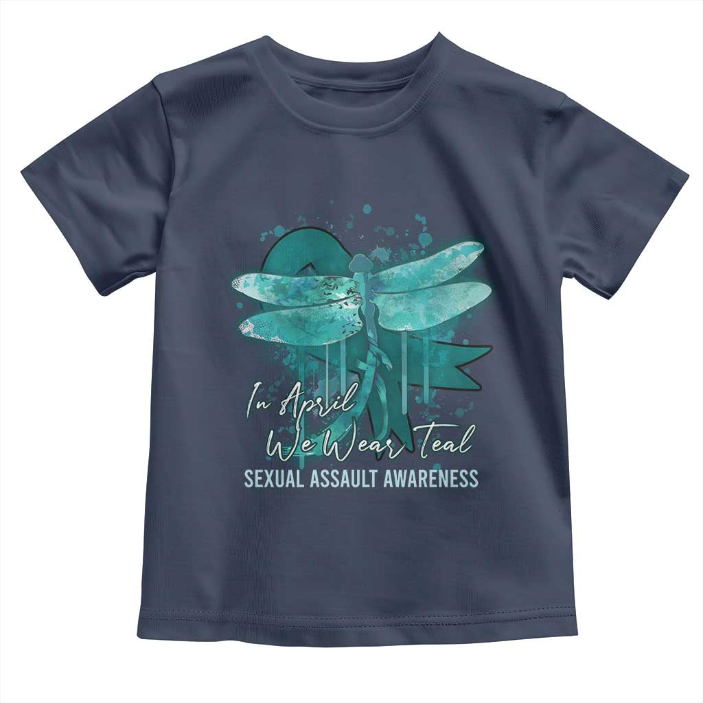 Sexual Assault Awareness Toddler T Shirt In April We Wear Teal Ribbon Butterfly