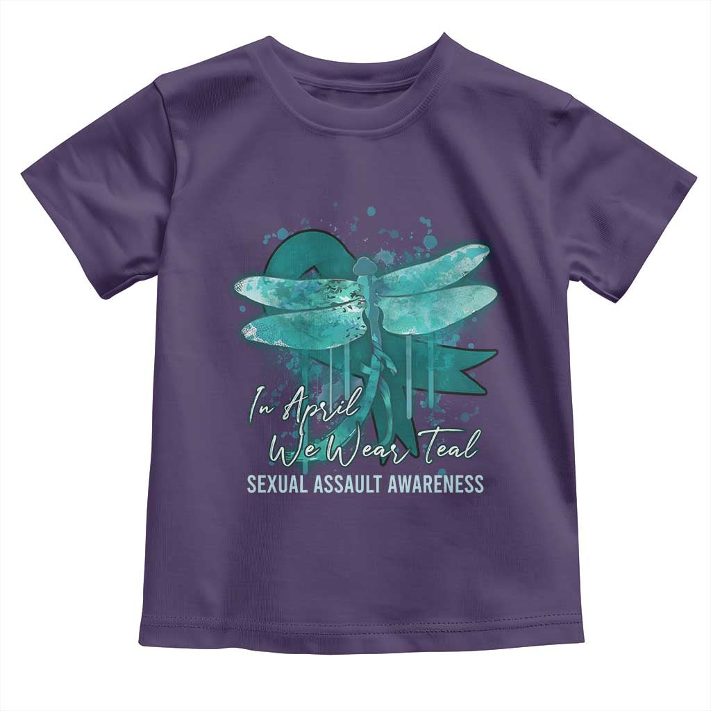 Sexual Assault Awareness Toddler T Shirt In April We Wear Teal Ribbon Butterfly