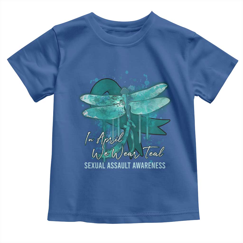Sexual Assault Awareness Toddler T Shirt In April We Wear Teal Ribbon Butterfly