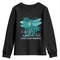 Sexual Assault Awareness Youth Sweatshirt In April We Wear Teal Ribbon Butterfly