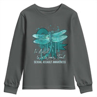 Sexual Assault Awareness Youth Sweatshirt In April We Wear Teal Ribbon Butterfly