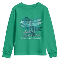 Sexual Assault Awareness Youth Sweatshirt In April We Wear Teal Ribbon Butterfly