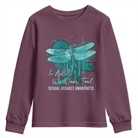 Sexual Assault Awareness Youth Sweatshirt In April We Wear Teal Ribbon Butterfly