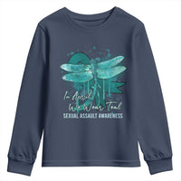 Sexual Assault Awareness Youth Sweatshirt In April We Wear Teal Ribbon Butterfly