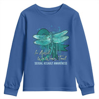 Sexual Assault Awareness Youth Sweatshirt In April We Wear Teal Ribbon Butterfly