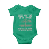 Need Prayer Tap My Shoulder Christian Patriotic Baby Onesie American Flag Cross Crown of Thorns Matthew 18:20