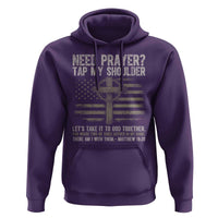 Need Prayer Tap My Shoulder Christian Patriotic Hoodie American Flag Cross Crown of Thorns Matthew 18:20