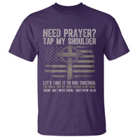 Need Prayer Tap My Shoulder Christian Patriotic T Shirt American Flag Cross Crown of Thorns Matthew 18:20