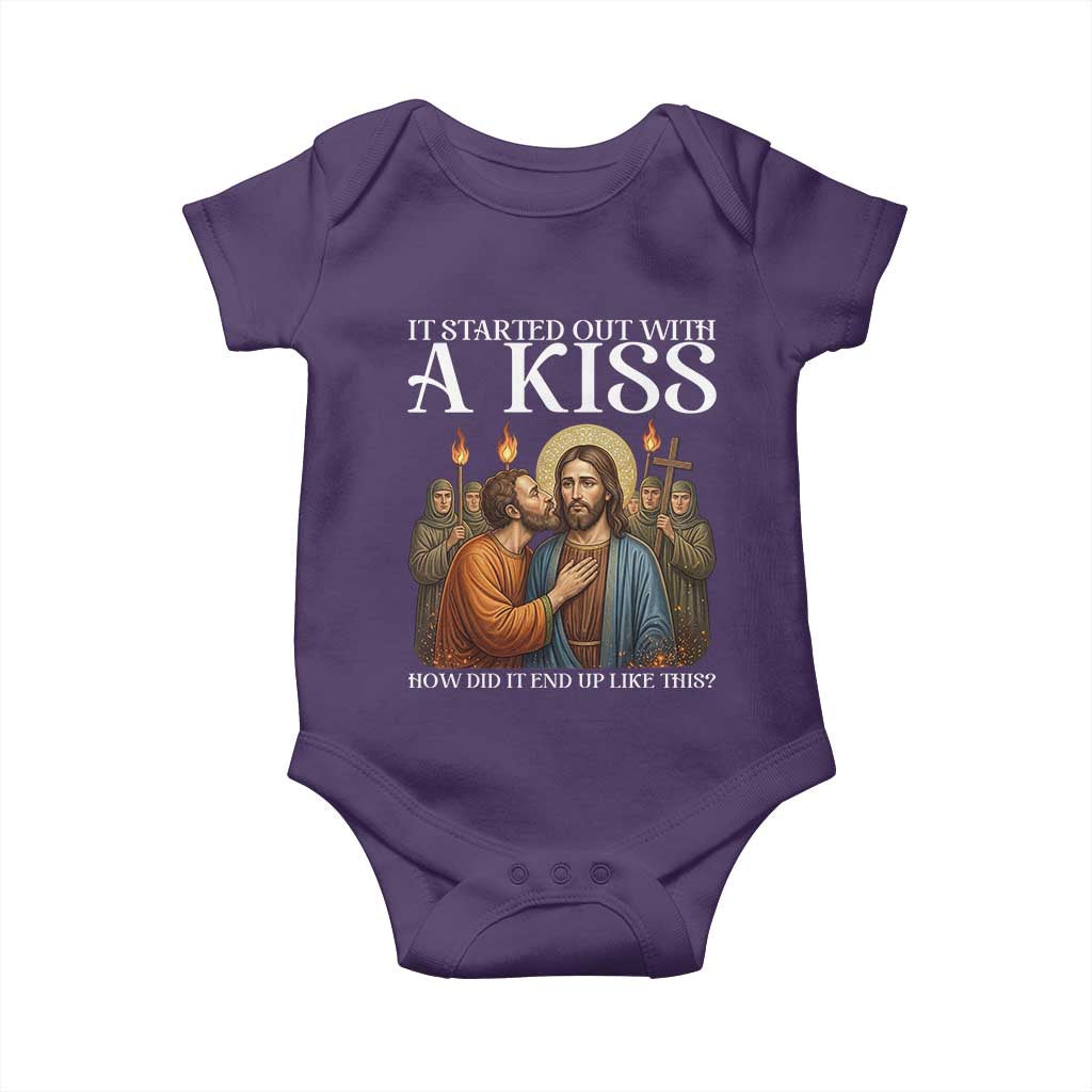 It Started Out With A Kiss Funny Jesus Christian Easter Baby Onesie Judas Betrayal Jesus Faith Message Biblical Humor